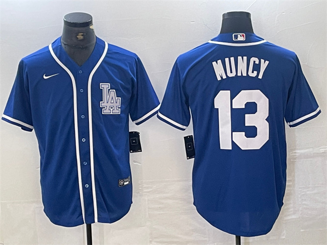 Men's Los Angeles Dodgers #13 Max Muncy Blue Cool Base Stitched Baseball Jersey